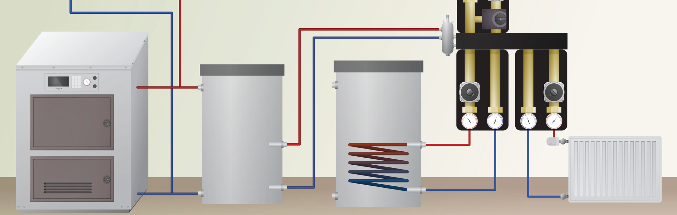 Illustration of gas furnace vs electric heat pump